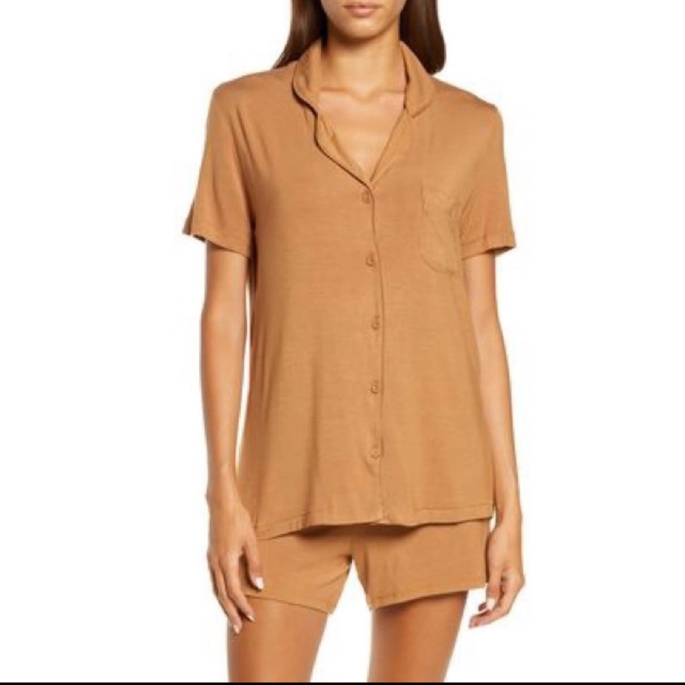 Skims Soft Lounge Shorts Pajamas Set Camel Color Size S